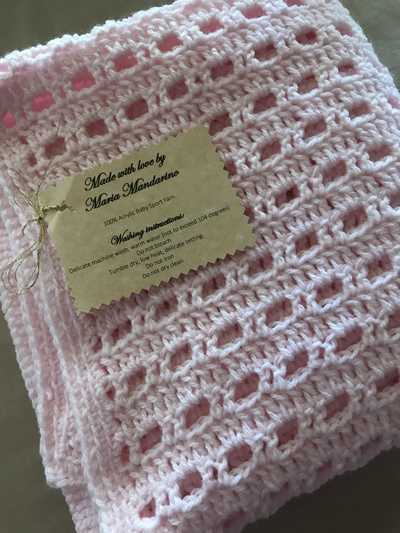 Pink crochet baby blanket